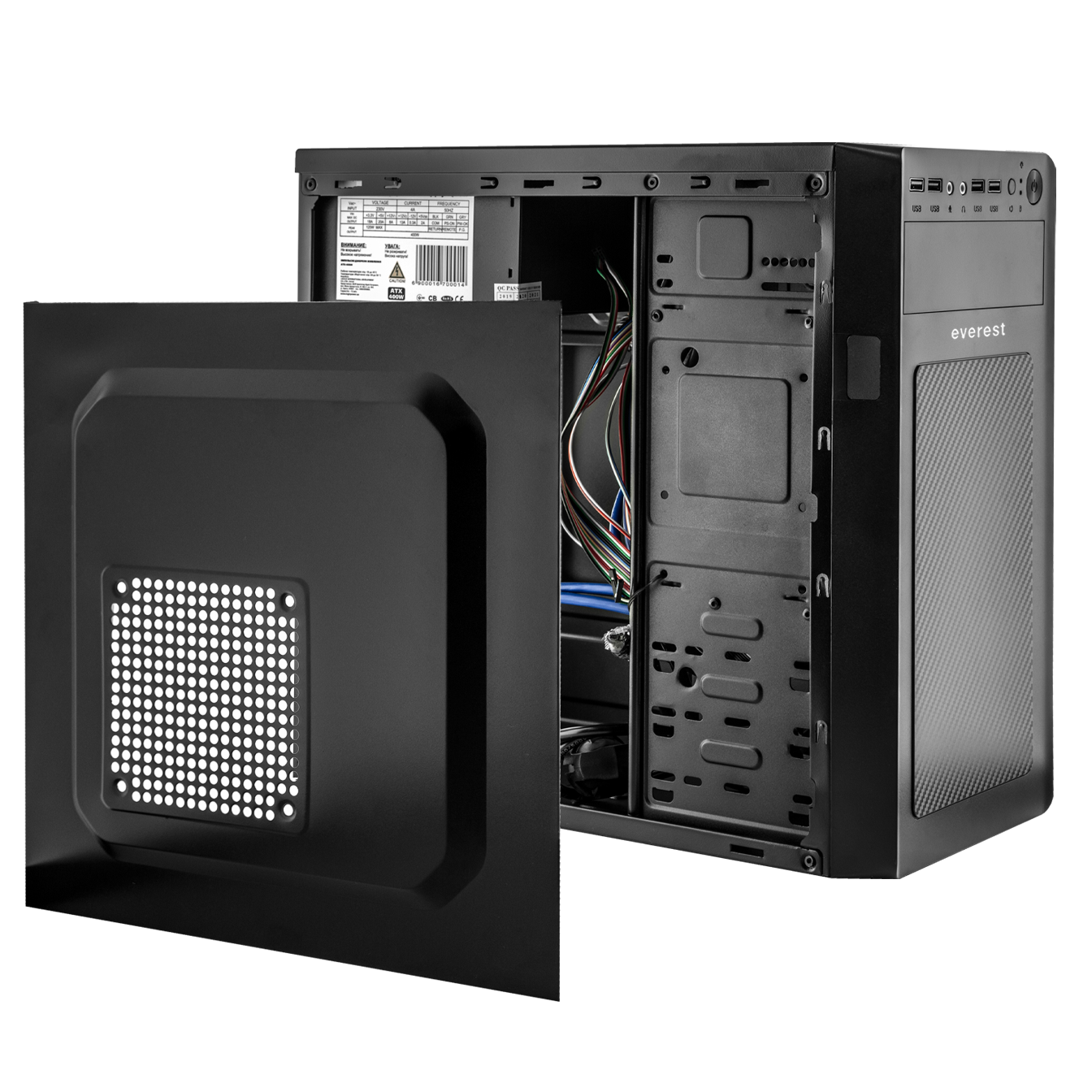 Корпус Everest 6116 - 400w 12cm MATX, 2xUSB3.0+2xUSB2.0