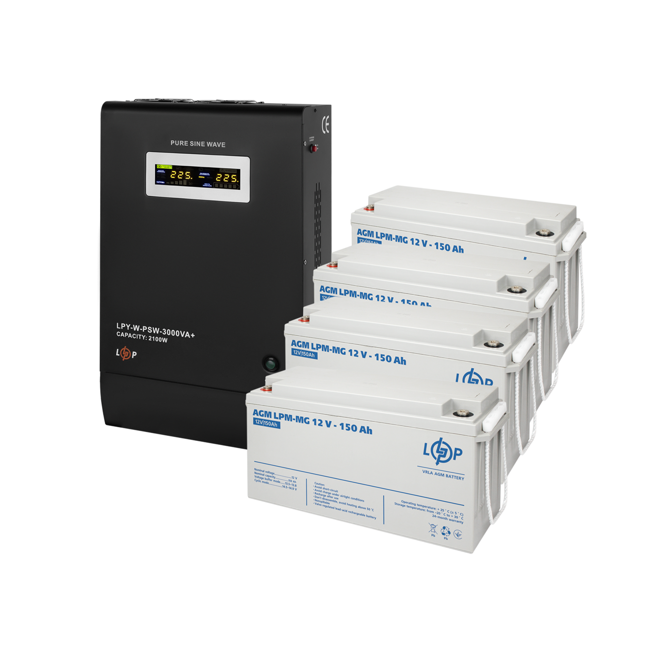 Комплект резервного живлення LP (LogicPower) ДБЖ + мультигелева батарея (UPS W3000 + АКБ MG 7200Wh)