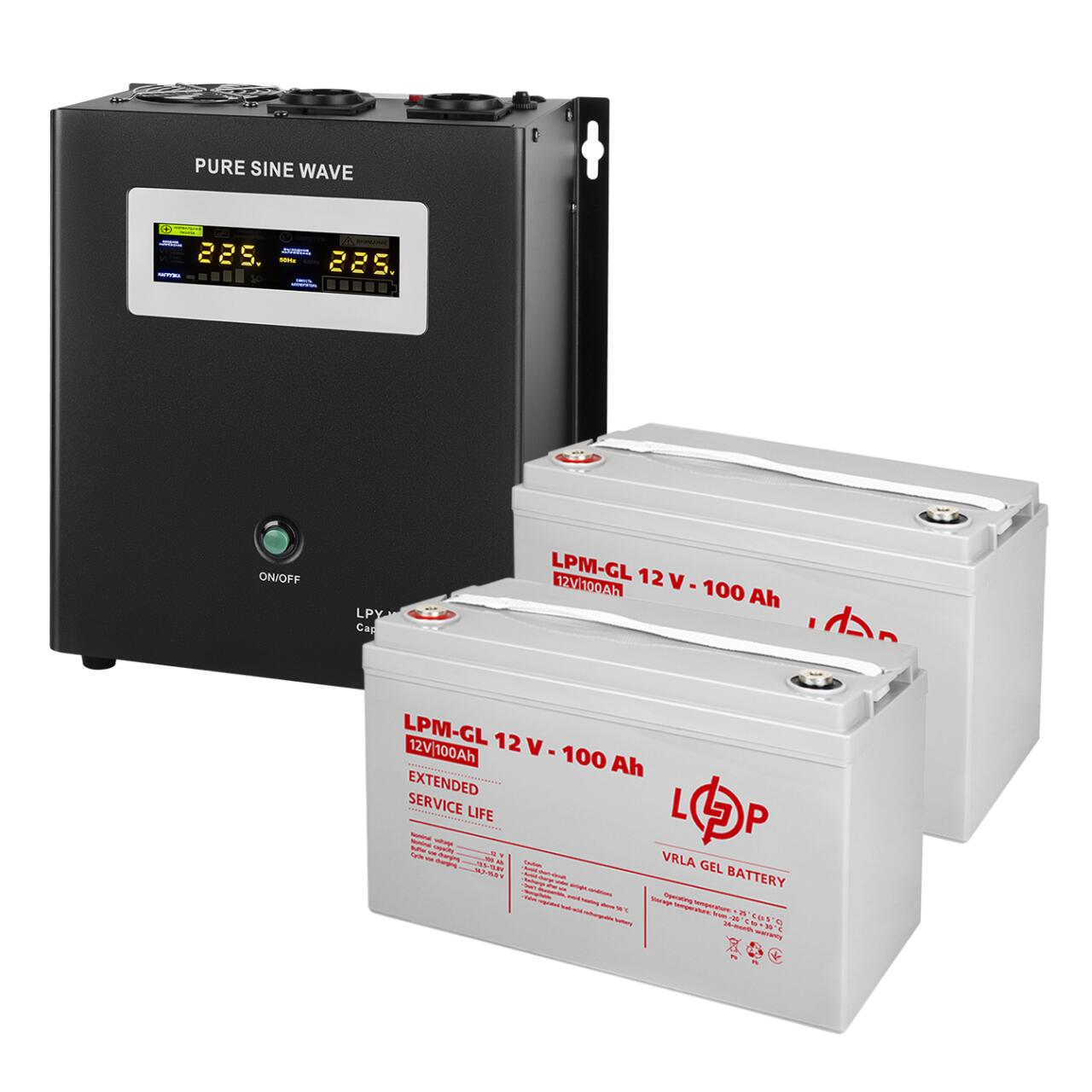 Комплект резервного живлення LP (LogicPower) ДБЖ + гелева батарея (UPS W1500 + АКБ GL 2400W)